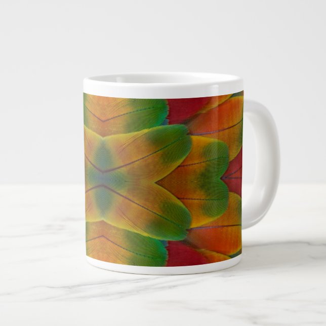 Macaw parrot feather kaleidoscope large coffee mug (Front Right)