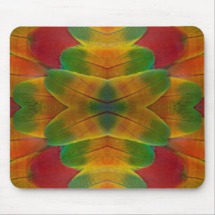 Macaw parrot feather kaleidoscope mouse mat