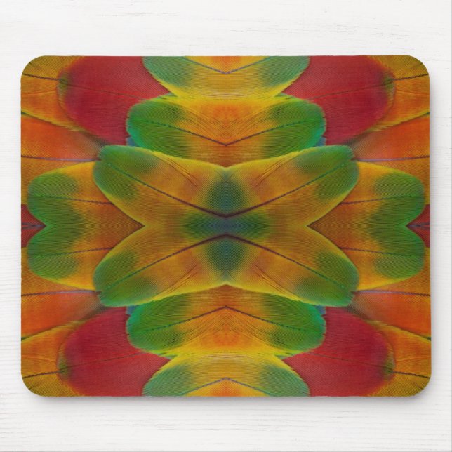 Macaw parrot feather kaleidoscope mouse mat (Front)