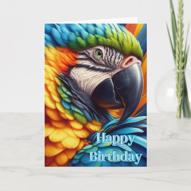 Macaw Parrot Happy Birthday  Card (Front)