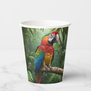 Macaw Parrot in Jungle Paper Cups