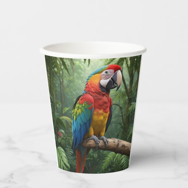 Macaw Parrot in Jungle Paper Cups (Front)