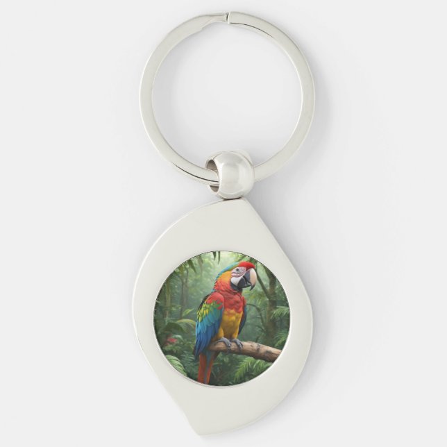 Macaw Parrot in the Jungle Key Ring (Front)