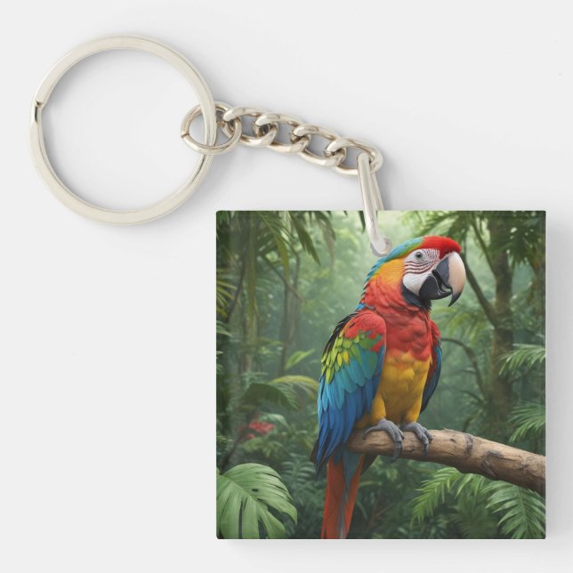 Macaw Parrot in the Jungle Key Ring (Front)