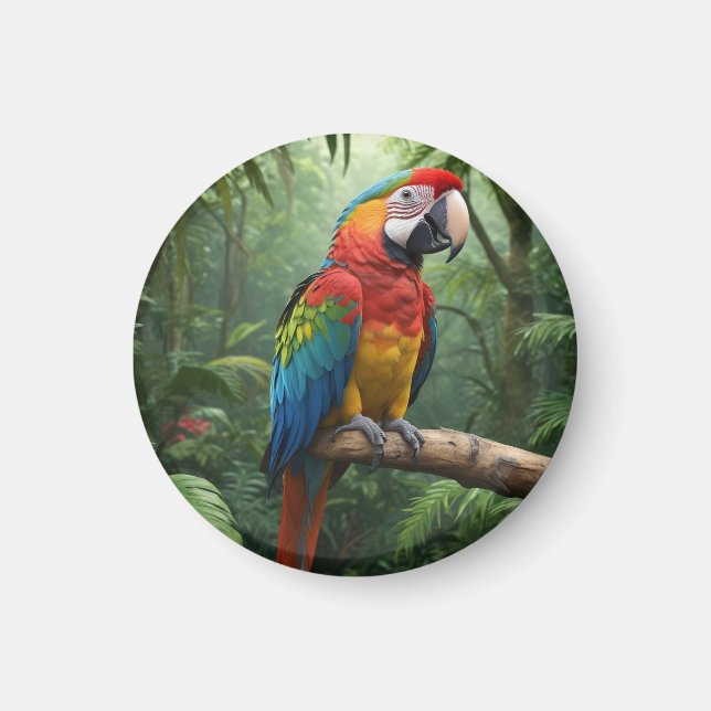 Macaw Parrot in the Jungle Magnet (Front)