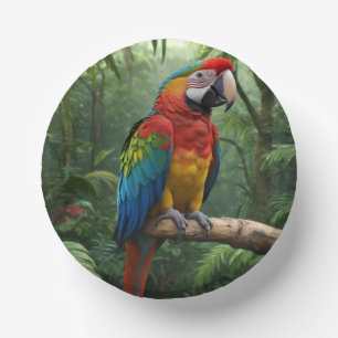 Macaw Parrot in the Jungle Paper Plate