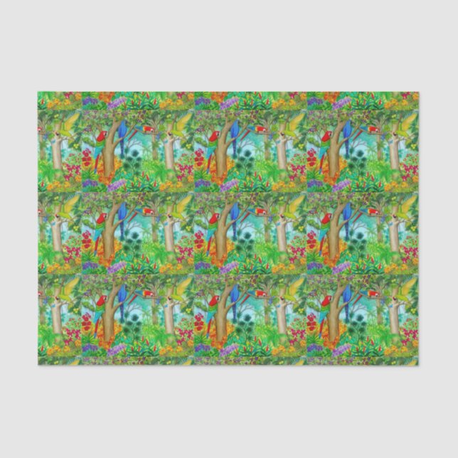 Macaw Parrot Jungle Art Tissue Paper (Front)