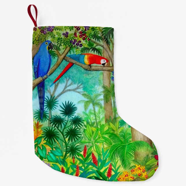 Macaw Parrot Jungle Christmas Stocking (Front)