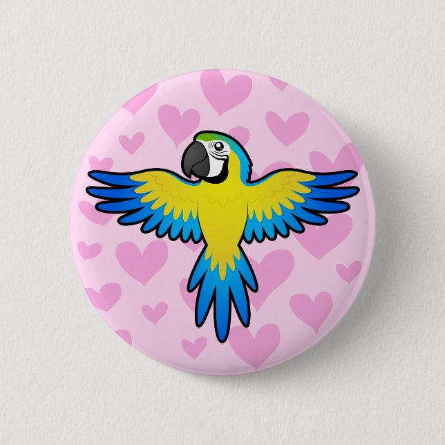 Macaw / Parrot Love 6 Cm Round Badge (Front)
