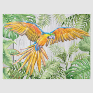 Macaw Parrot Orange Gold Blue Tropical Watercolor Tissue Paper