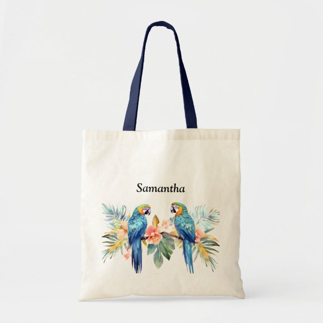 Macaw Parrot Personalised Tote Bag (Front)