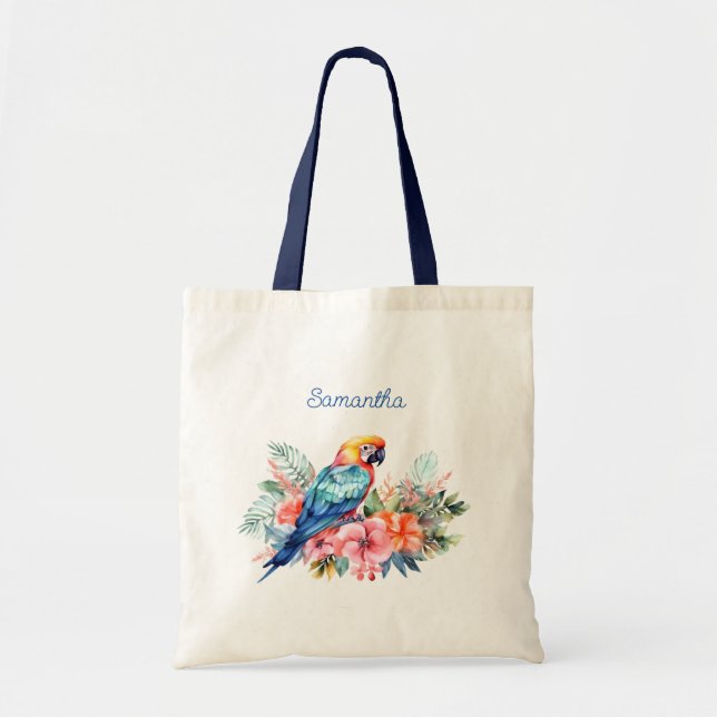 Macaw Parrot Personalised Tote Bag (Front)