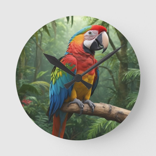 Macaw Parrot Round Clock (Front)