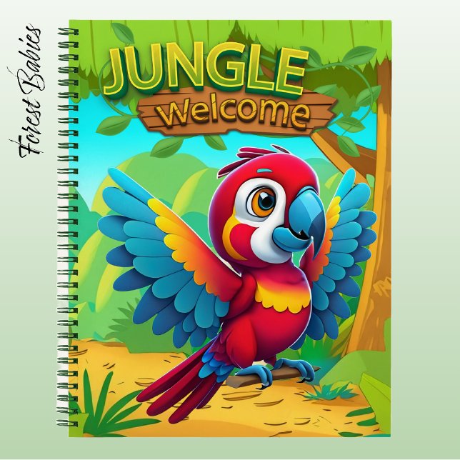 Macaw Parrot Tropical Bird Cartoon Character 🐦 Notebook (Fun Red Scarlet Macaw Stationery Adorable Parrot Woodland Bird Wildlife Animal Character Notebook 🐦)