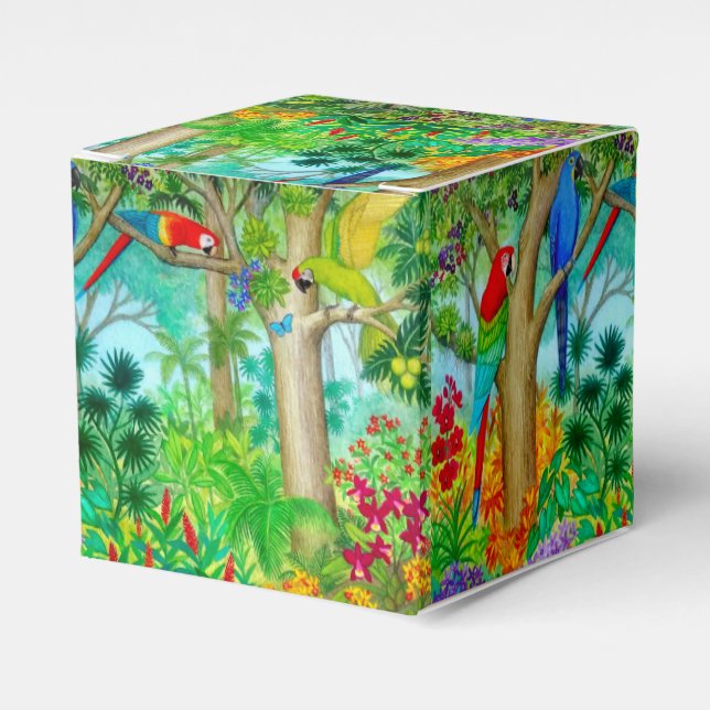 Macaw Parrot Tropical Jungle Favour Gift Box (Front Side)