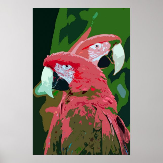 Macaw parrots abstract poster (Front)