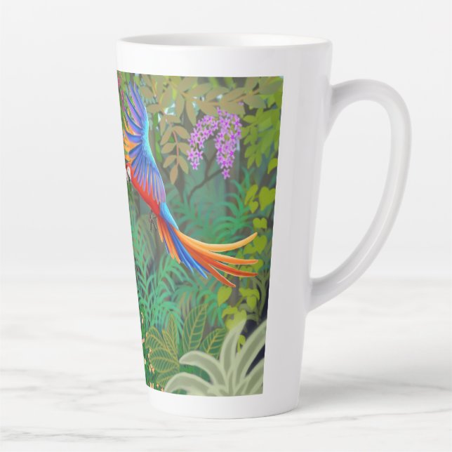 Macaw Parrots in the Jungle Latte Mug (Right)
