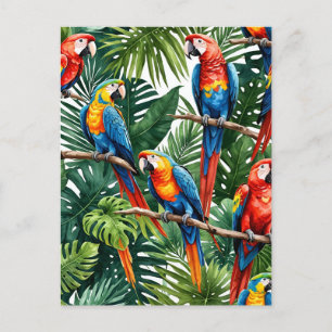 Macaw parrots tropical summer vacation Postcard