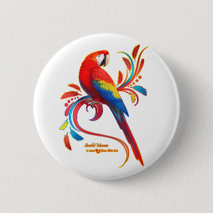 Macaw-Scarlet 6 Cm Round Badge