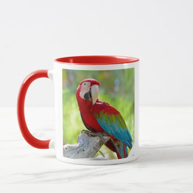 Macaw sitting on branch mug (Left)
