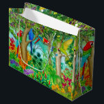 Macaw Tropical Jungle Gift Bag Large<br><div class="desc">Make a statement this holiday season or at a birthday party with this colourful,  original watercolor painting of tropical macaw parrots in the jungle by artist Carolyn McFann printed on a quality,  well-made large gift or retail shopping bag. Great for Bon Voyage travel parties too!</div>