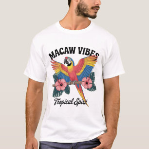 Macaw Vibes Colorful Tropical Parrot Retro Art T-Shirt
