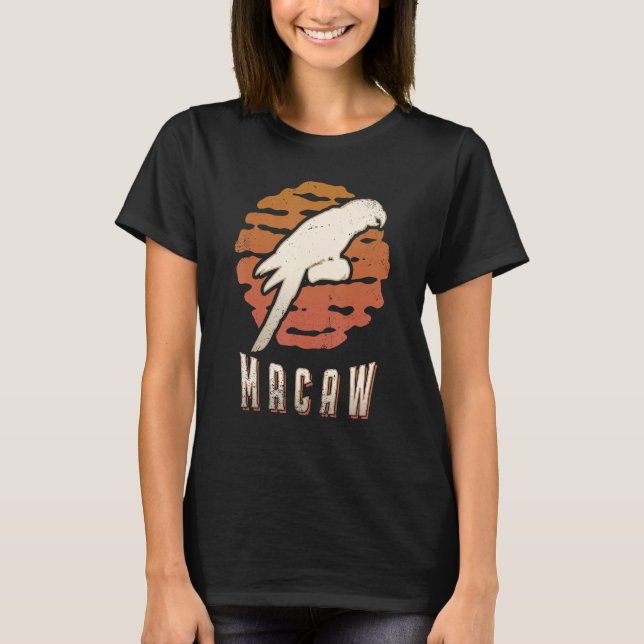 Macaw Vintage Retro Classic Animal Sunset T-Shirt (Front)