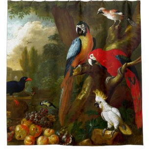 Macaws Cockatoos Parrots Birds Shower Curtain