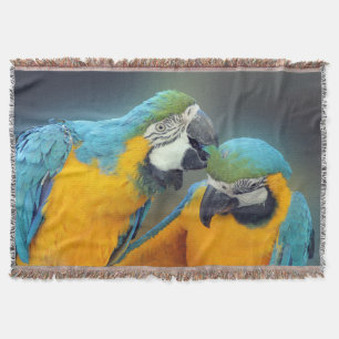 Macaws in love throw blanket