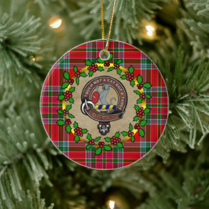MacBain Clan Badge & Tartan Personalised Christmas Ceramic Tree Decoration