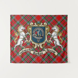 MacBain Clan Badge & Unicorns w/Tartan Tapestry