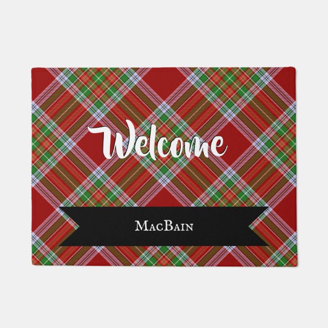 MacBain Scottish Tartan Plaid Pattern Hello Doormat (Front)
