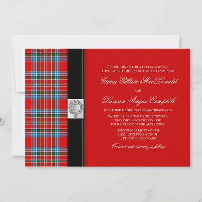 MacBean Ancient Tartan Wedding Invitation (Front)