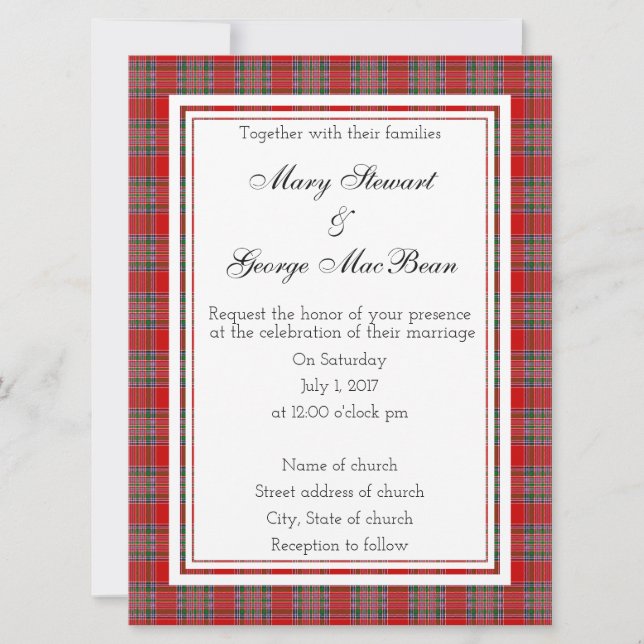 MacBean Scottish Wedding Invitation (Front)