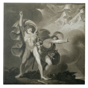 Macbeth, Banquo and the Three Witches on the Heath Tile