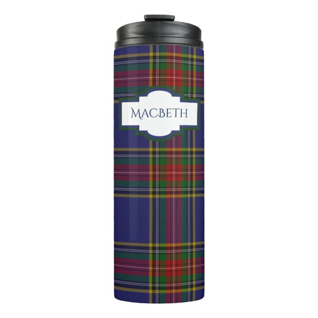 MacBeth Clan Tartan Custom Thermal Tumbler (Front)