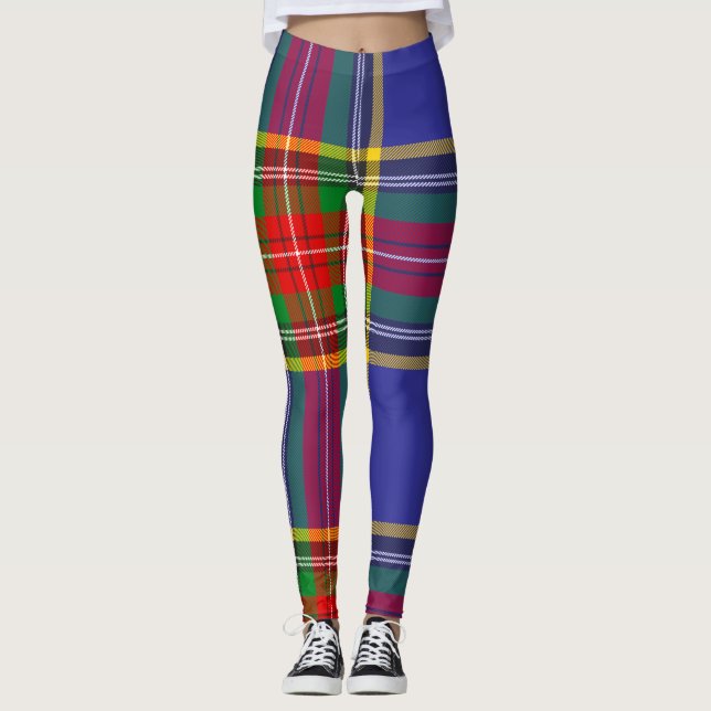 MacBeth Clan Tartan Scottish Plaid Leggings (Front)