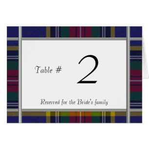 MacBeth Plaid Wedding reception table number