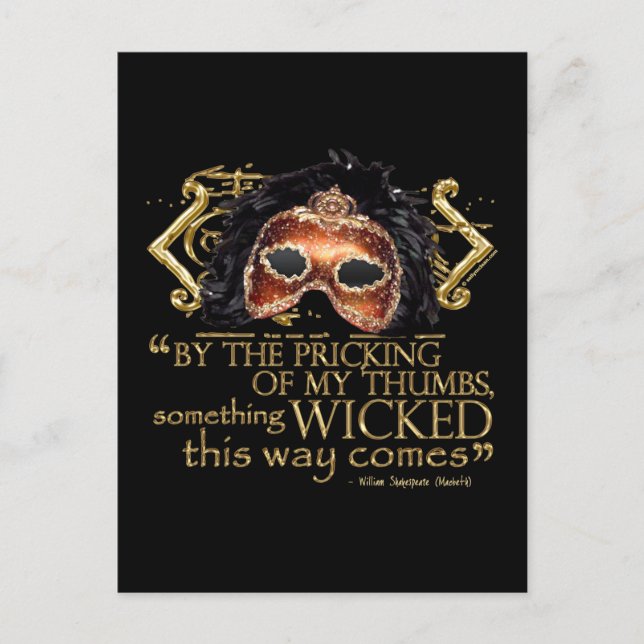 Macbeth "Something Wicked" Quote (Gold Version) Postcard (Front)
