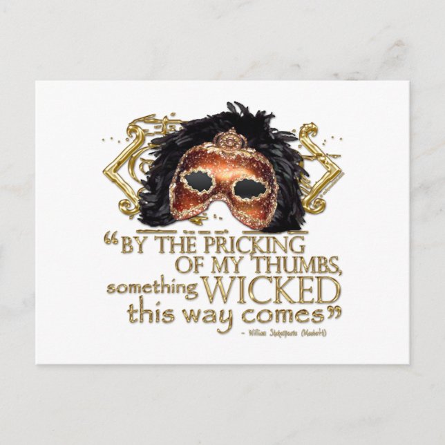 Macbeth "Something Wicked" Quote (Gold Version) Postcard (Front)