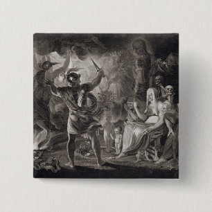 Macbeth, the Three Witches and Hecate in Act IV, S 15 Cm Square Badge