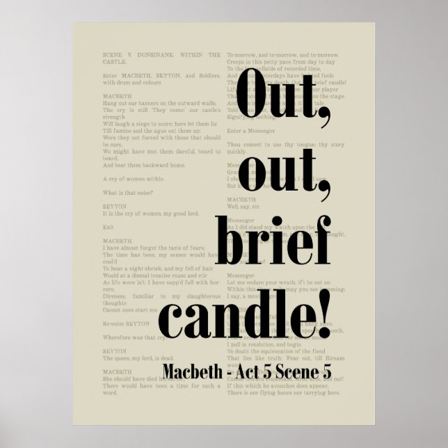 Macbeth William Shakespeare Out Out Brief Candle Poster (Front)