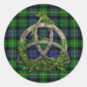 MacBride Tartan And Celtic Trinity Knot Classic Round Sticker
