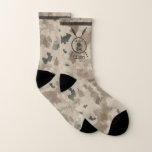 Maccabee Shield And Spears - Desert Socks<br><div class="desc">A military brown "subdued" style depiction of a Maccabee's shield and two spears on a desert camo background. The shield is adorned by a lion and text reading "Yisrael" (Israel) in the Paleo-Hebrew alphabet. Modern Hebrew text reading "Maccabee" also appears. The Maccabees were Jewish rebels who freed Judea from the...</div>