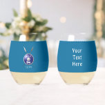 Maccabee Shield And Spears Stemless Wine Glass<br><div class="desc">A depiction of a Maccabee's shield and two spears. The shield is adorned by a lion and text reading "Yisrael" (Israel) in the Paleo-Hebrew alphabet. "Maccabee" also appears in modern Hebrew. Customise by adding your own additional text on the reverse side. The Maccabees were Jewish rebels who freed Judea from...</div>