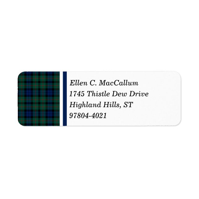 MacCallum Clan Dark Blue and Green Scottish Tartan (Front)