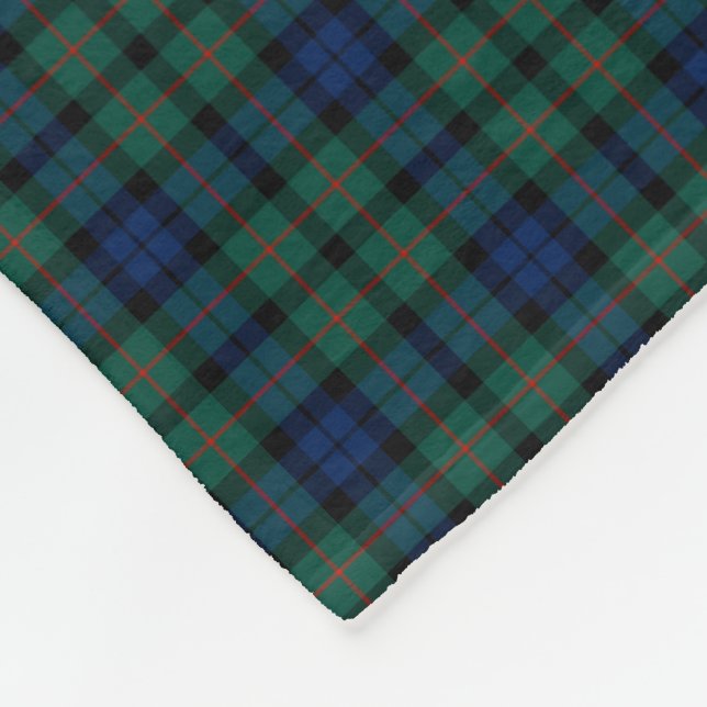 MacCallum Clan Royal Blue and Green Tartan Fleece Blanket (Corner)