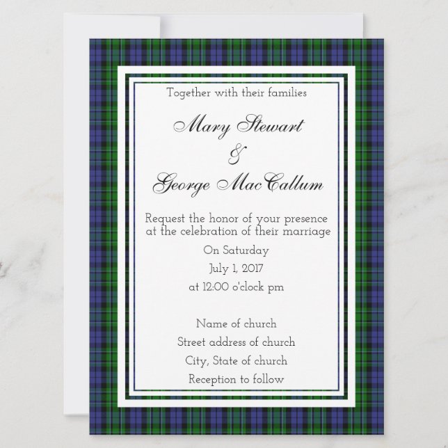 MacCallum Scottish Wedding Invitation (Front)