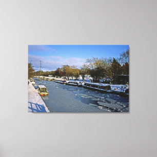 Macclesfield Canal Winter Cheshire Holiday Card Canvas Print