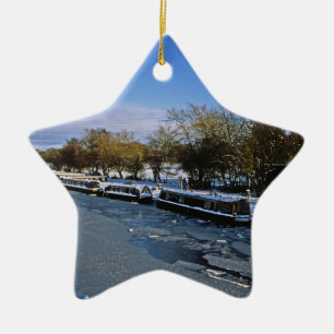 Macclesfield Canal Winter Cheshire Holiday Card Po Ceramic Tree Decoration